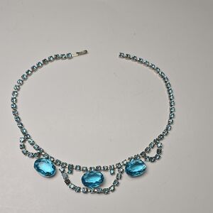 Vintage Baby Blue Glass Stone Necklace